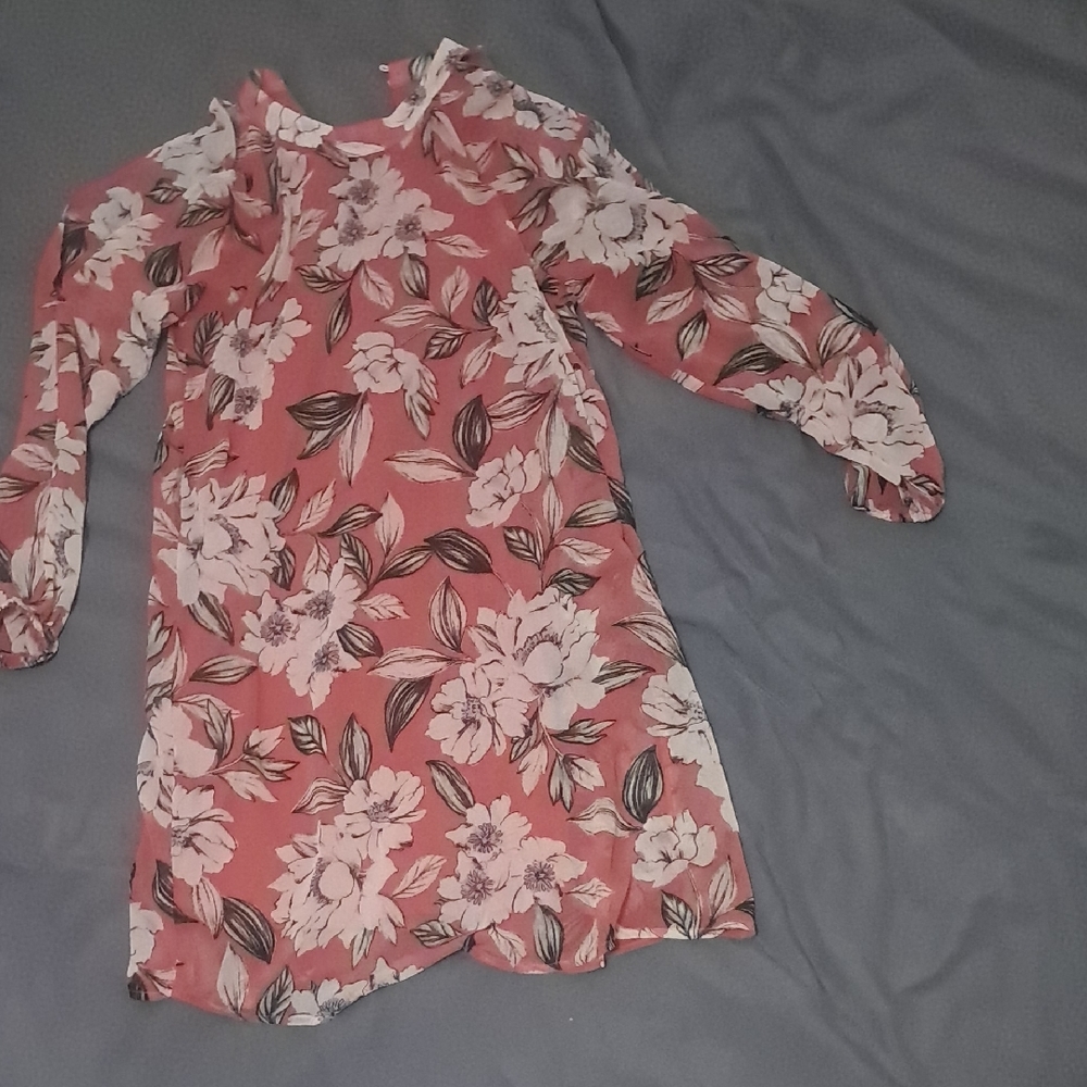 As U Wish Pink Floral Long Sleeve Dress